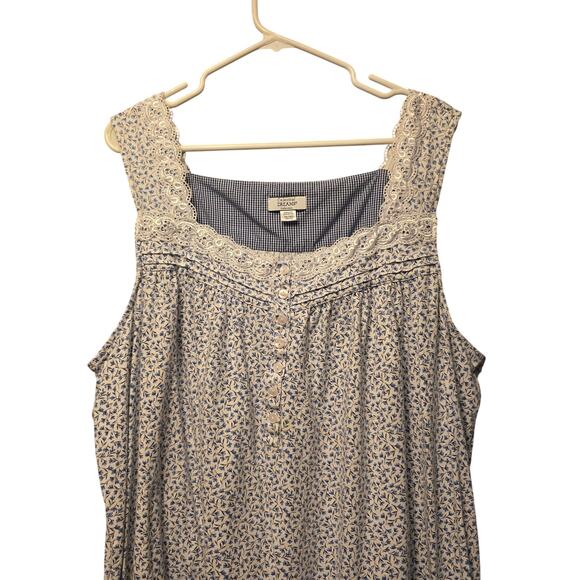 Celestial Dreams blue micro floral and gingham sleeping gown size 3x - Picture 3 of 7